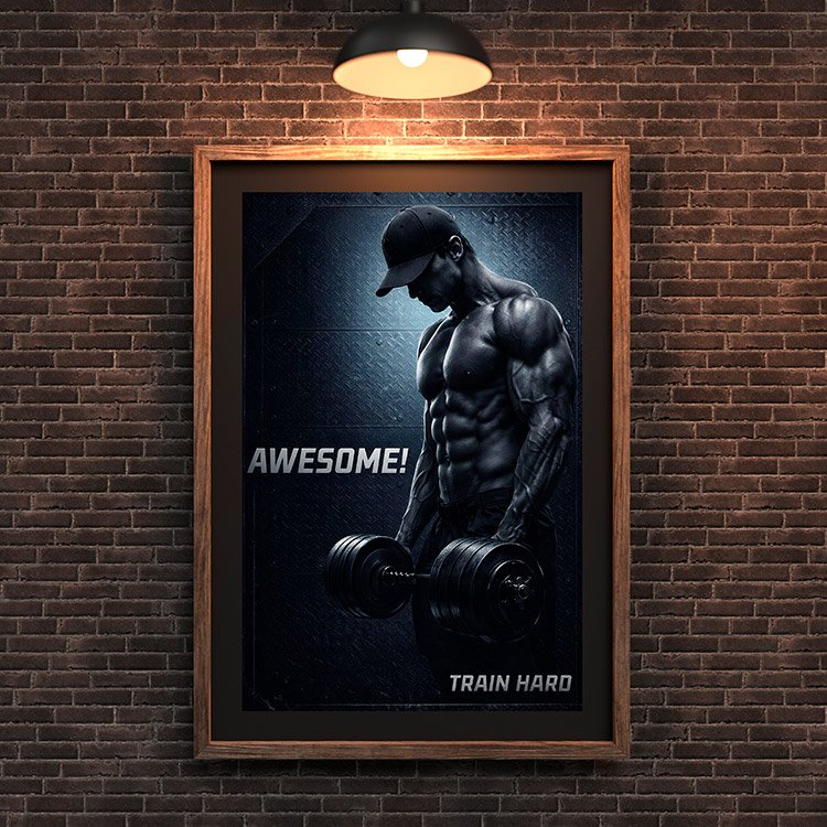 Plakat Awesome Train Hard Kompozycja 3