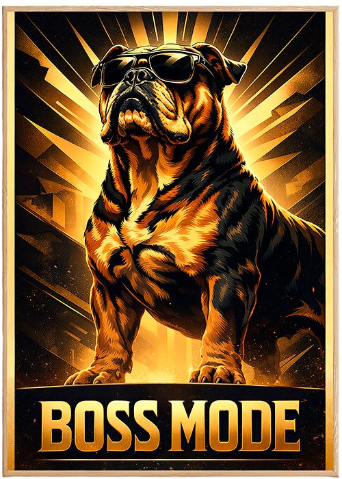 Plakat Buldog Tryb Bossa Kompozycja 1