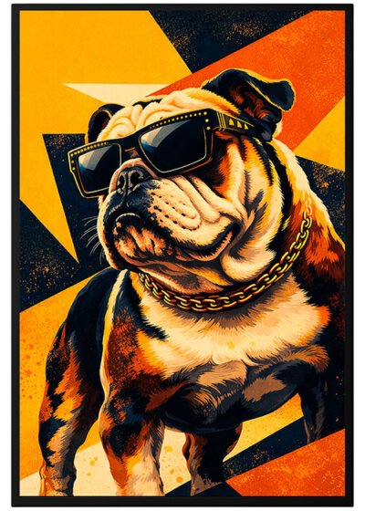 Plakat Buldog W Okularach