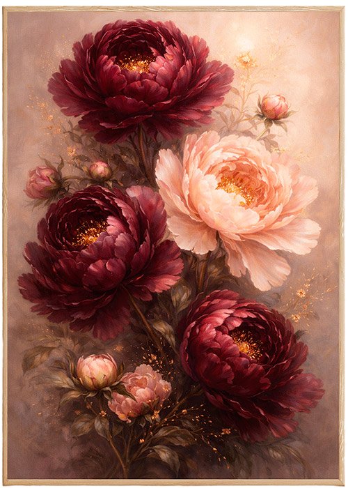 Plakat Ciemna Peonia Kompozycja 1