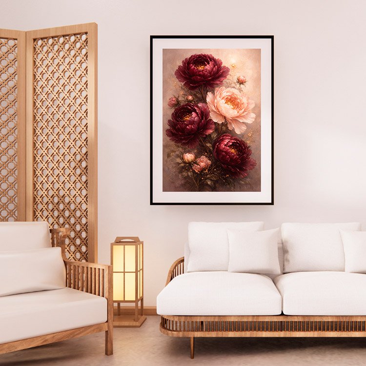 Plakat Ciemna Peonia Kompozycja 2