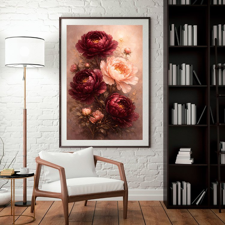 Plakat Ciemna Peonia Kompozycja 3