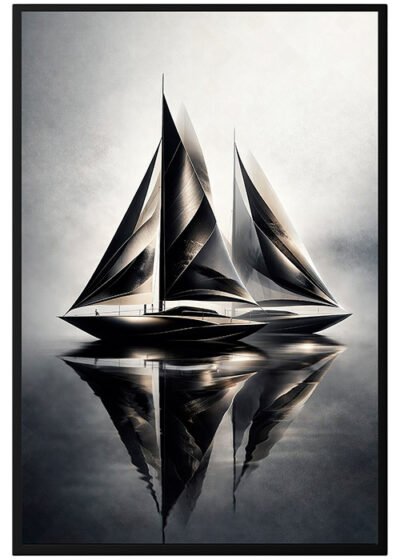 Plakat Czarna Żaglówka Refleks