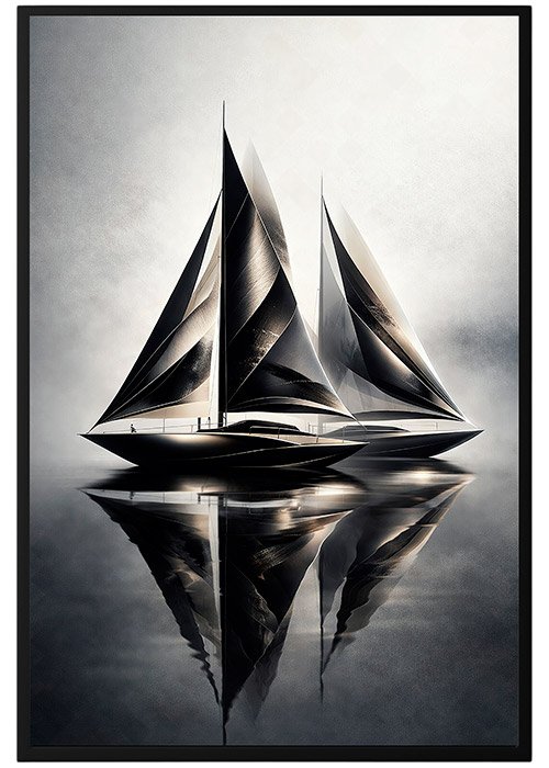 Plakat Czarna Żaglówka Refleks