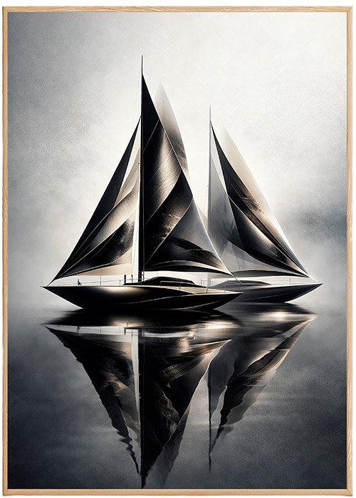 Plakat Czarna Żaglówka Refleks Kompozycja 1