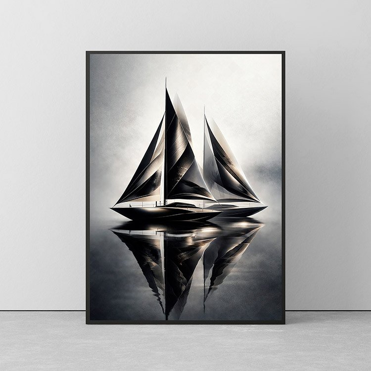 Plakat Czarna Żaglówka Refleks Kompozycja 2