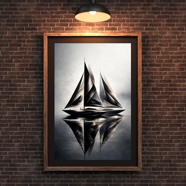 Plakat Czarna Żaglówka Refleks Kompozycja 3