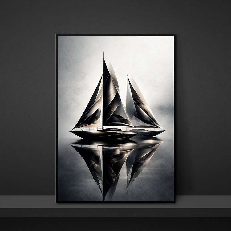 Plakat Czarna Żaglówka Refleks Kompozycja 5
