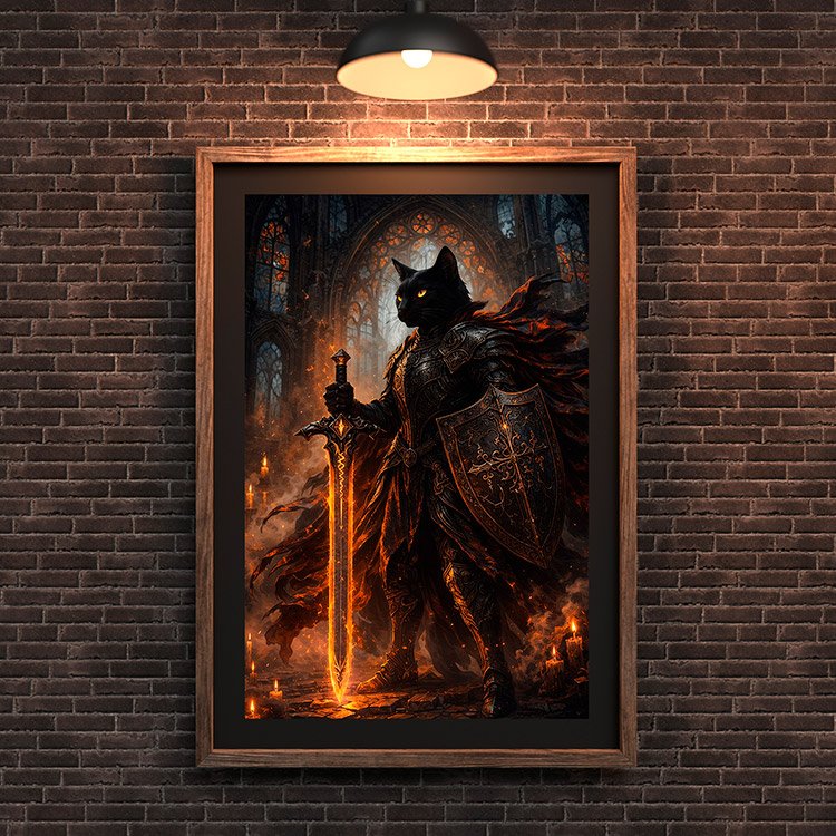 Plakat Czarny Koci Rycerz Kompozycja 3