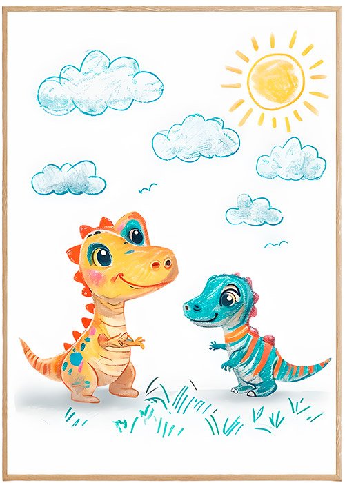 Plakat Dinozaury Dla Dzieci Kompozycja 1
