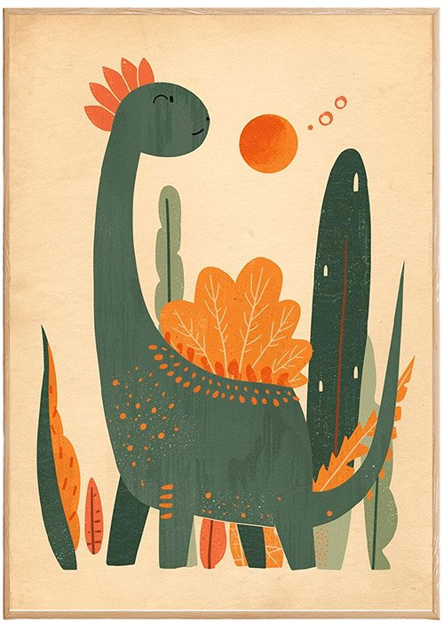 Plakat Duży Dinozaur Roślinożerny Kompozycja 1
