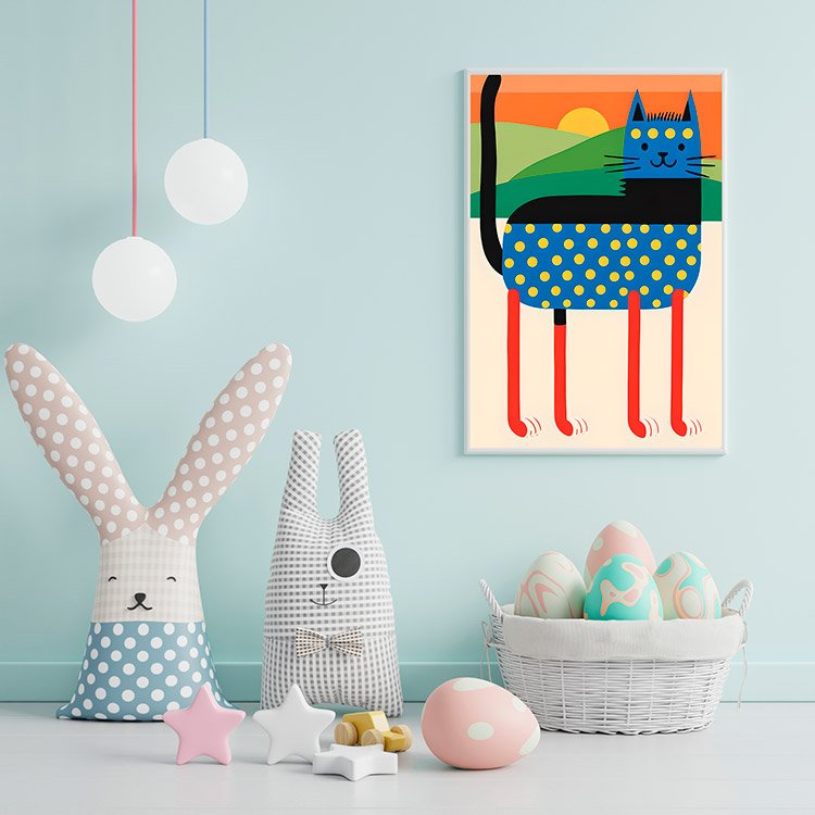 Plakat Geometryczny Kot Kolorowy Kompozycja 2