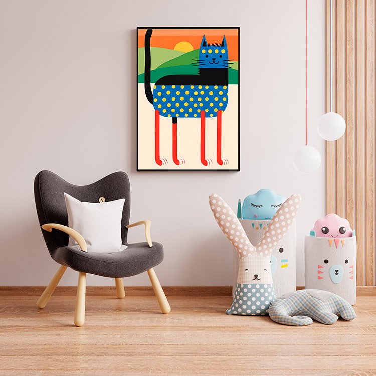 Plakat Geometryczny Kot Kolorowy Kompozycja 4