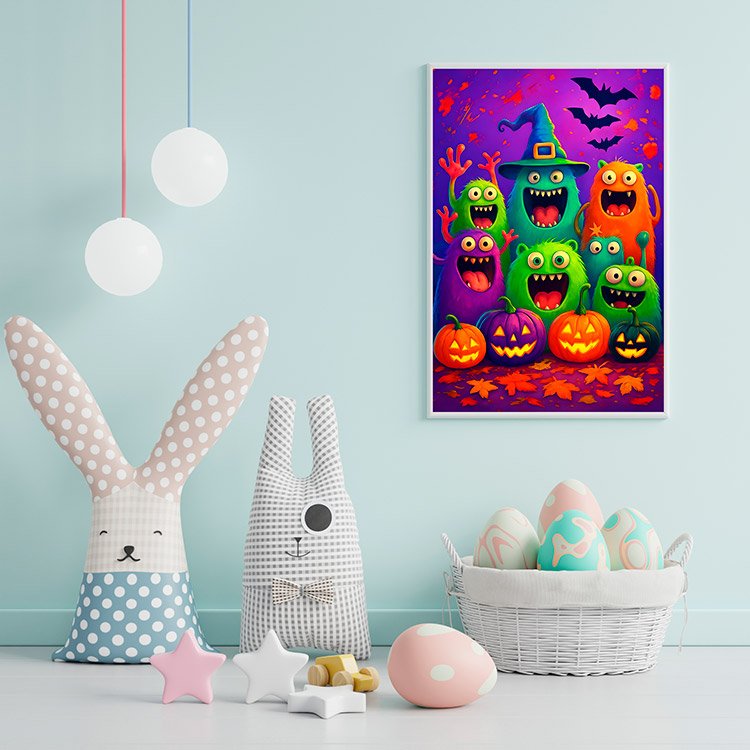 Plakat Halloweenowe Potworki Dynie Kompozycja 2