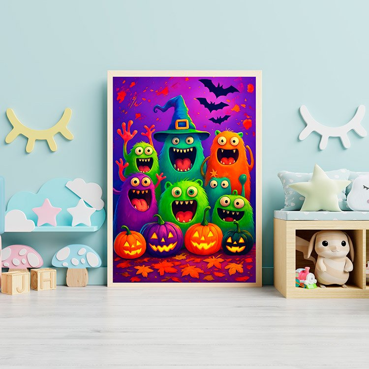 Plakat Halloweenowe Potworki Dynie Kompozycja 3