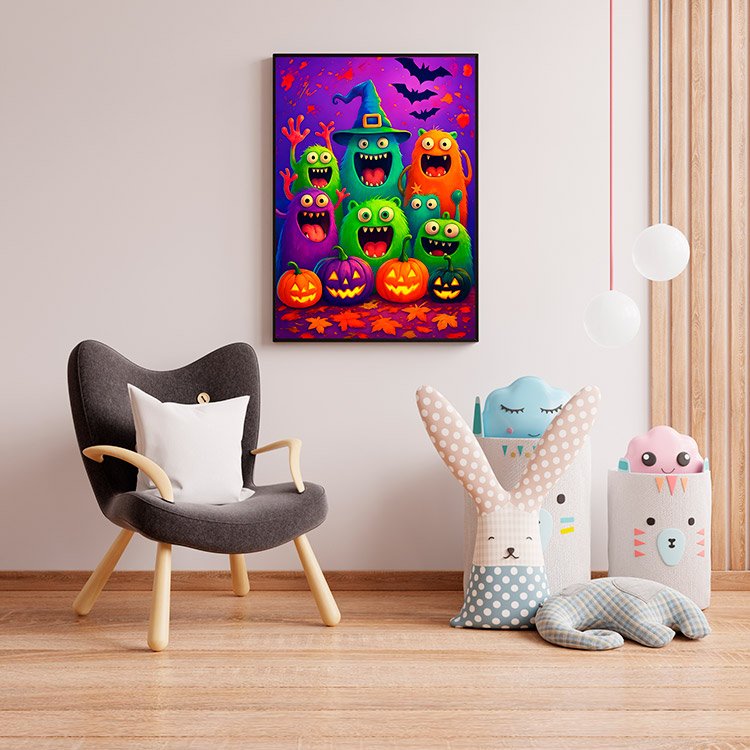 Plakat Halloweenowe Potworki Dynie Kompozycja 4