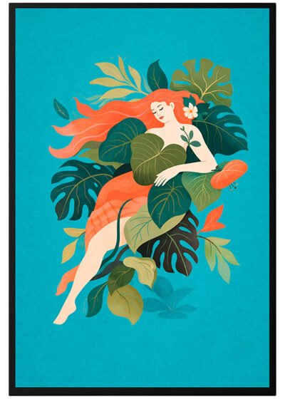 Plakat Kobieta Wsrod Roslin