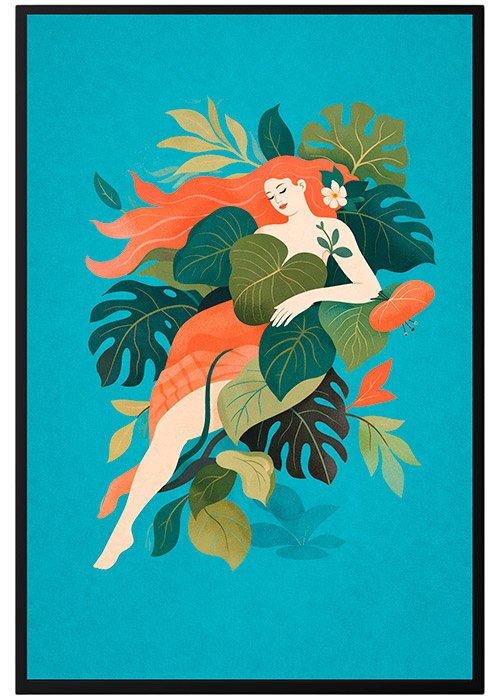Plakat Kobieta Wsrod Roslin
