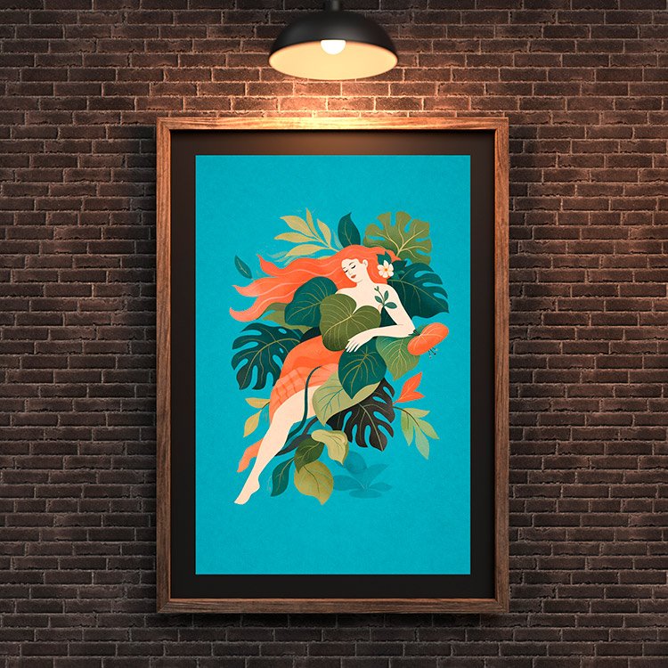 Plakat Kobieta Wsrod Roslin Kompozycja 3