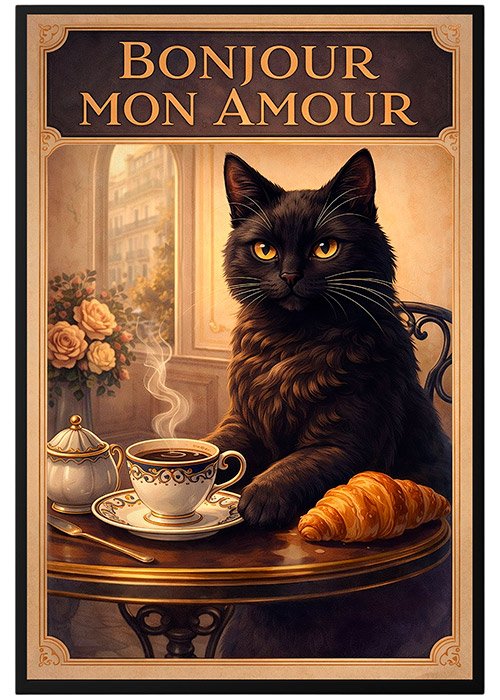 Plakat Kot Bonjour