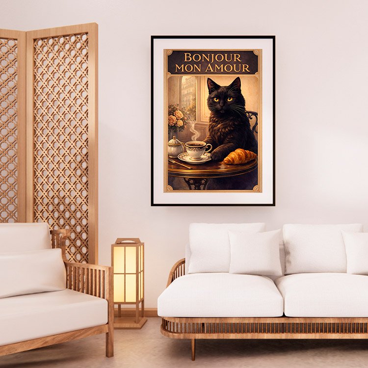 Plakat Kot Bonjour Kompozycja 2