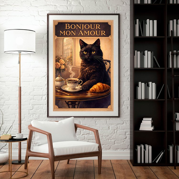 Plakat Kot Bonjour Kompozycja 3