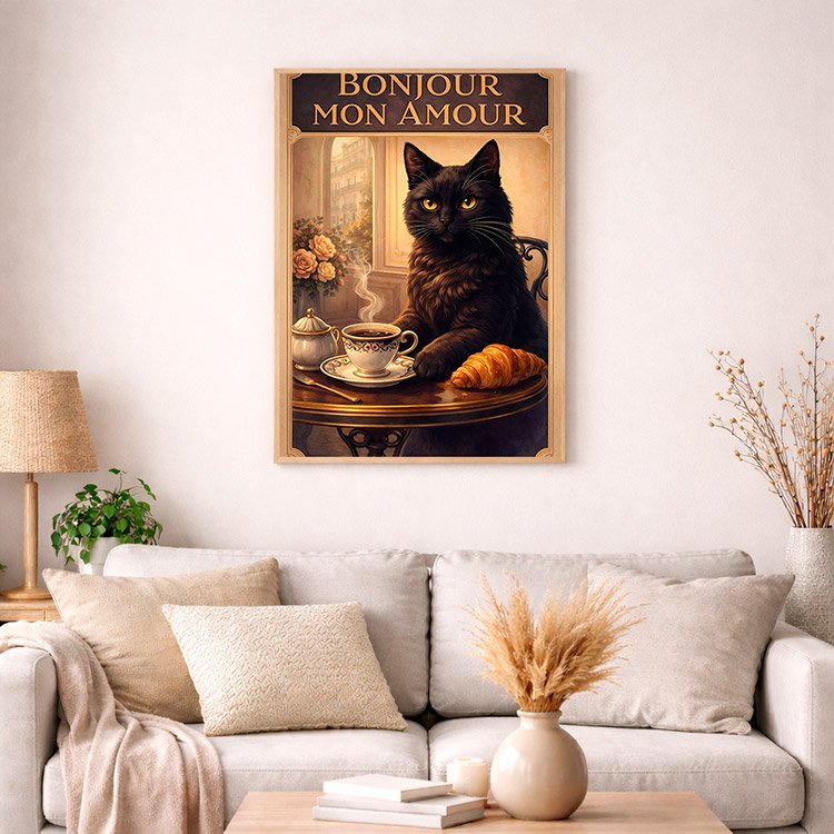 Plakat Kot Bonjour Kompozycja 4