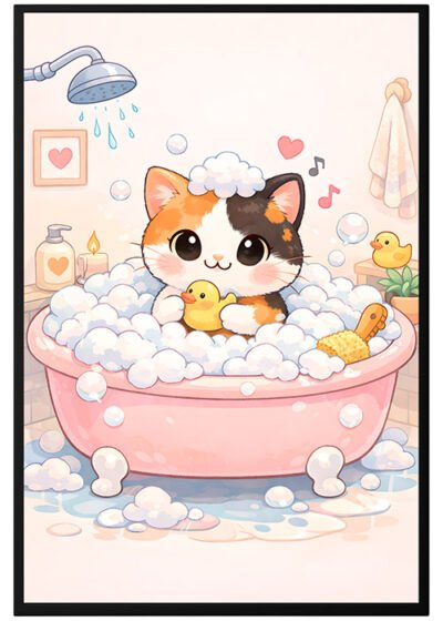 Plakat Kot I Bąbelki