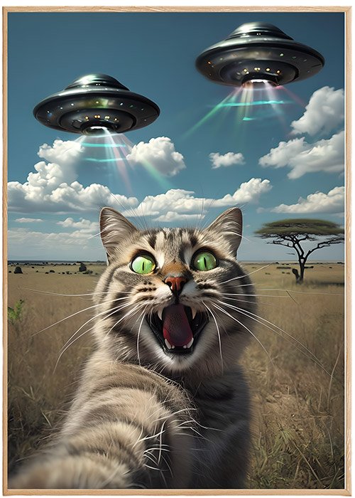 Plakat Kot I Ufo Kompozycja 1