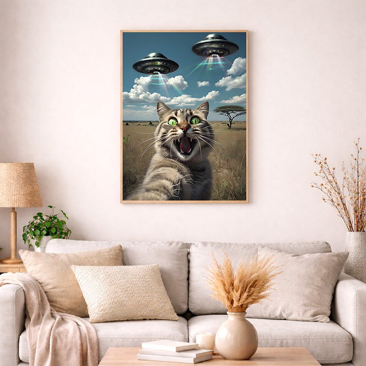 Plakat Kot I Ufo Kompozycja 4
