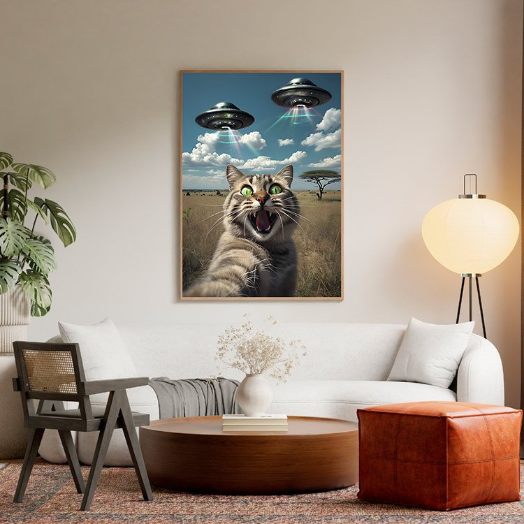 Plakat Kot I Ufo Kompozycja 5