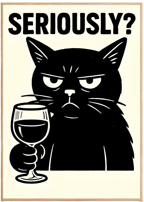 Plakat Kot I Wino Kompozycja 1