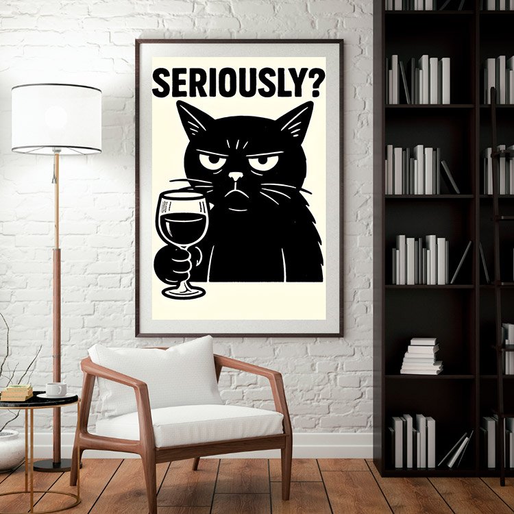 Plakat Kot I Wino Kompozycja 3