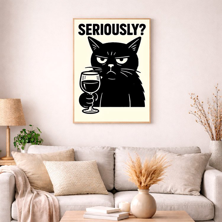 Plakat Kot I Wino Kompozycja 4