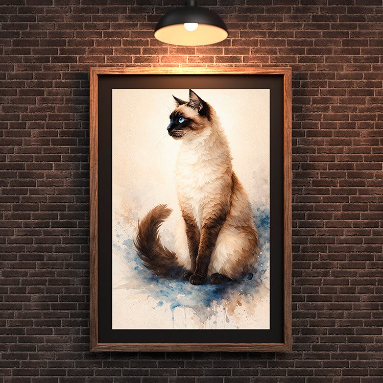 Plakat Kot Syjamski Akwarela Kompozycja 3