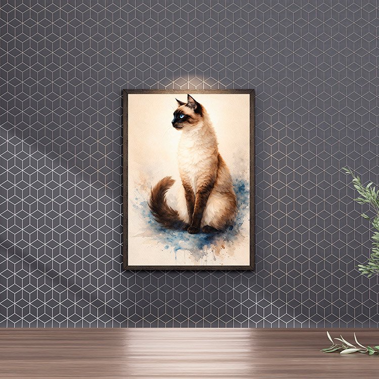 Plakat Kot Syjamski Akwarela Kompozycja 4