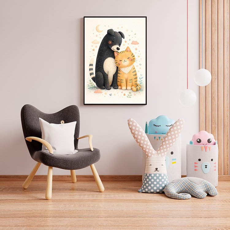 Plakat Kotek Przytula Pieska Kompozycja 4