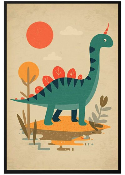 Plakat Mały Dinozaur Ilustracja