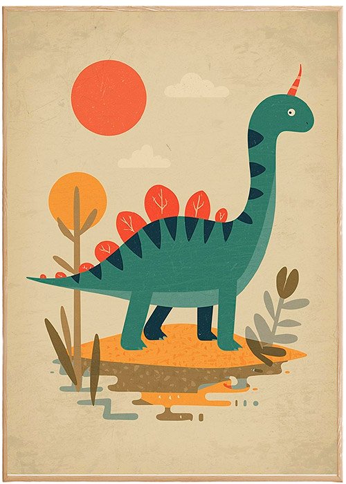 Plakat Mały Dinozaur Ilustracja Kompozycja 1