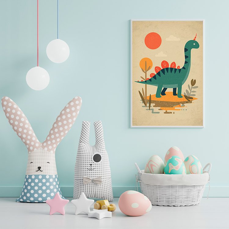 Plakat Mały Dinozaur Ilustracja Kompozycja 2