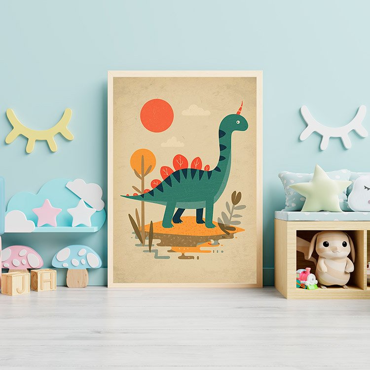 Plakat Mały Dinozaur Ilustracja Kompozycja 3