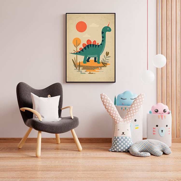 Plakat Mały Dinozaur Ilustracja Kompozycja 4