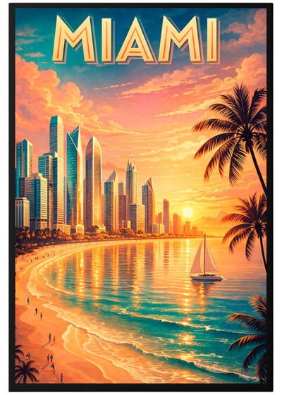 Plakat Miami Beach Sunset