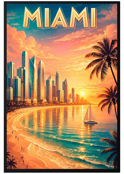 Plakat Miami Beach Sunset