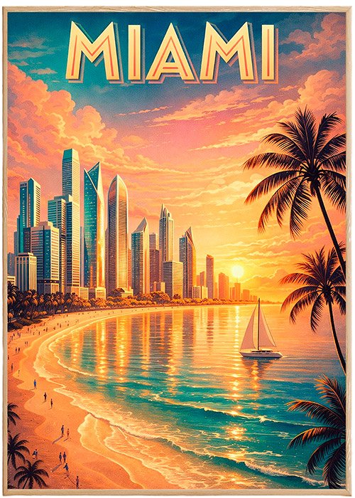 Plakat Miami Beach Sunset Kompozycja 1