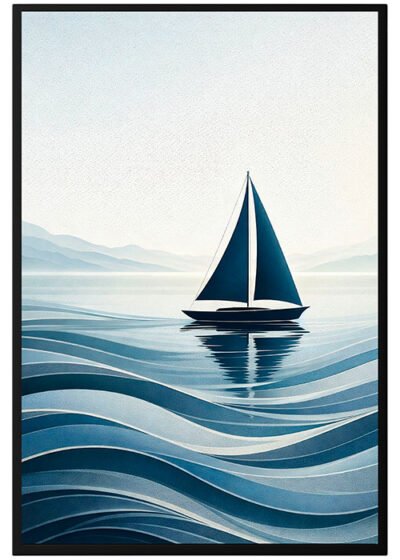 Plakat Minimalistyczna Żaglówka Fale