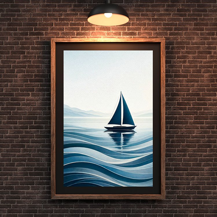 Plakat Minimalistyczna Żaglówka Fale Kompozycja 3