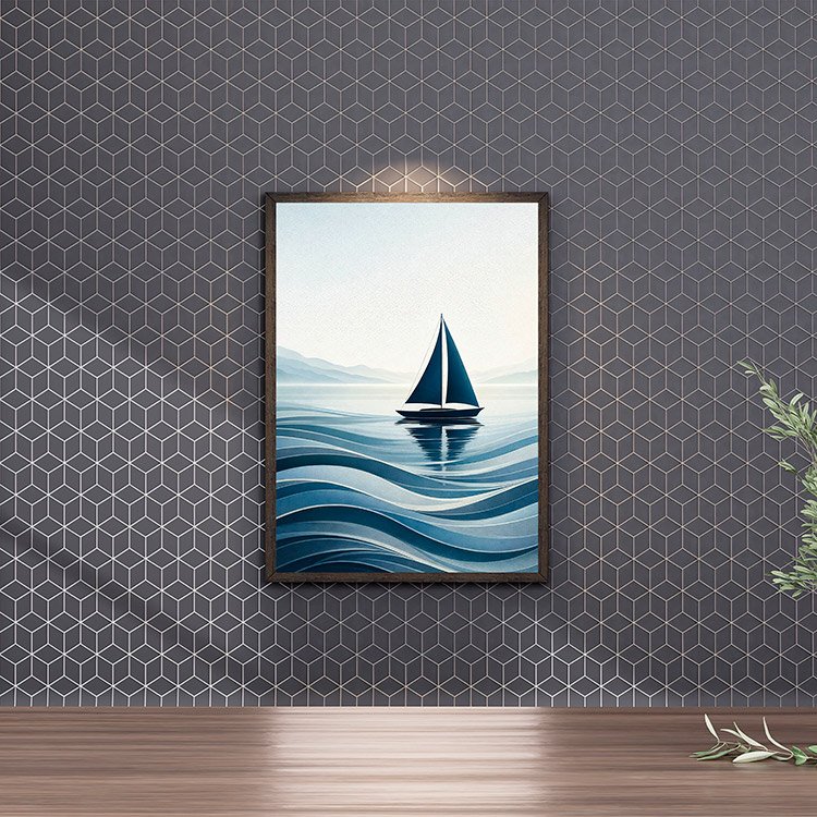 Plakat Minimalistyczna Żaglówka Fale Kompozycja 4