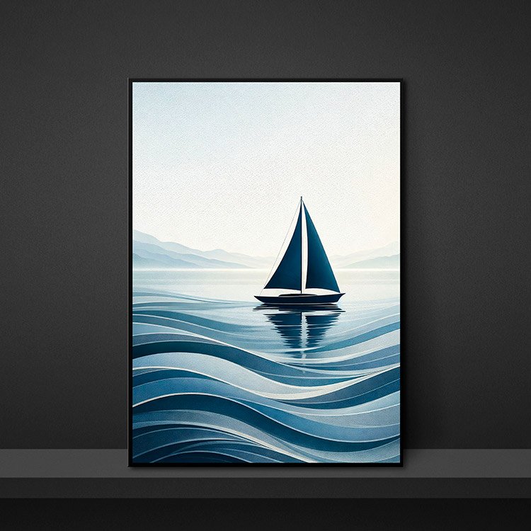 Plakat Minimalistyczna Żaglówka Fale Kompozycja 5