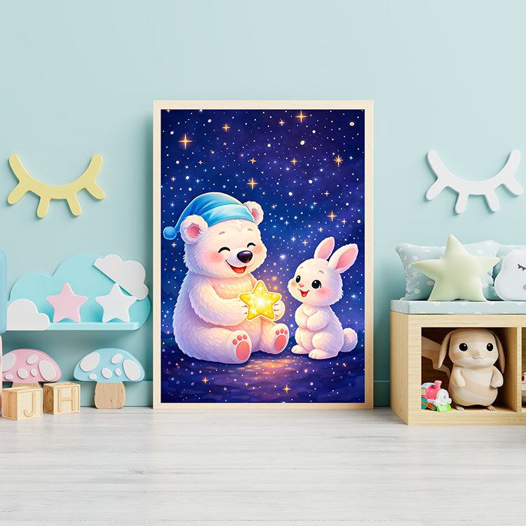 Plakat Miś Królik Gwiazdki Kompozycja 3